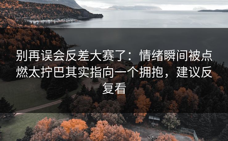 别再误会反差大赛了：情绪瞬间被点燃太拧巴其实指向一个拥抱，建议反复看